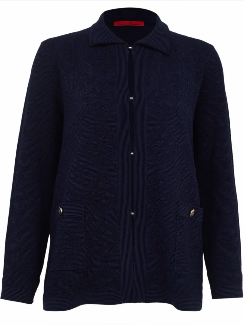 Carolina Herrera Navy Knit Zip-Front Jacket